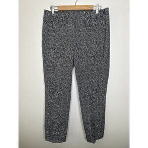 Talbots Pants Womens Black White Flat Front Chatham Ankle Zipper Size 14p